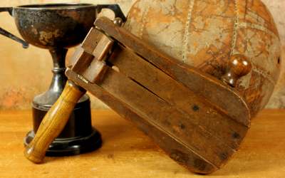 Antique Wood Football Rattle