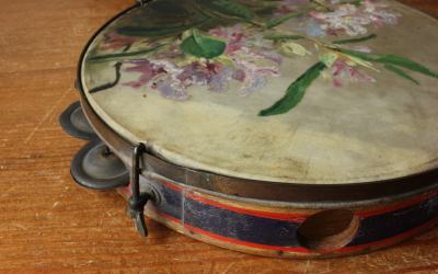 French Flower Tambourine Painting