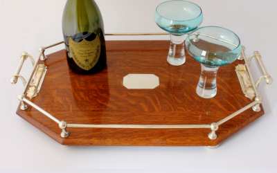 Large Oak Silver Tray