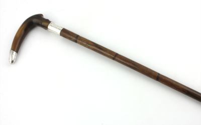 Silver Horn Bamboo Walking Cane