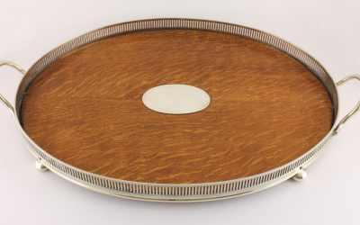 Silver Plated Oak Tray