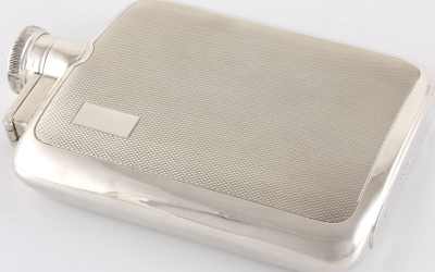 Solid Silver Engine Turned Flask