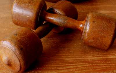 Vintage Wood Dumbbells